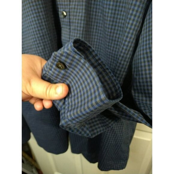 Van Huesen Blue Grey Checkered Long Sleeve Flex Slim Shirt. Size XXL - Picture 8 of 12